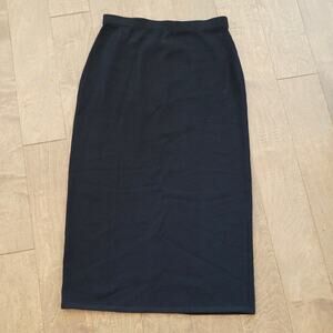 St.John Basics Pull On Slit Midi Pencil Skirt Black Womens Size 10